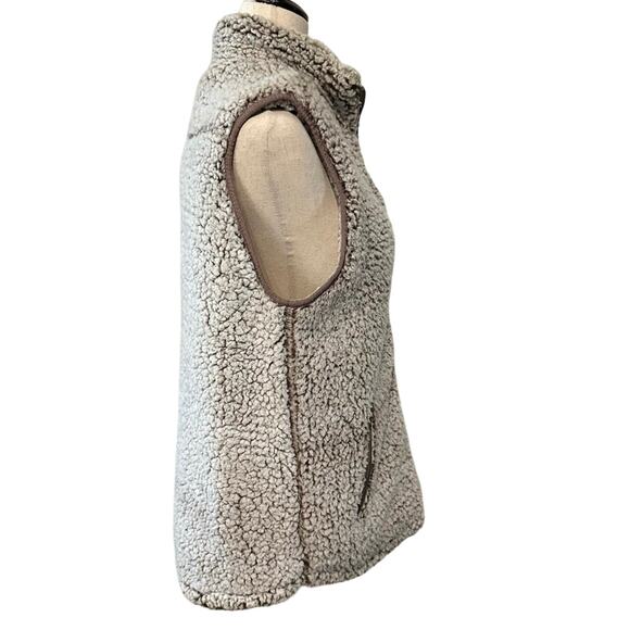 Thread + Supply Womens Large Sherpa Vest Gray Full Zip FrontPockets High Neck - Picture 5 of 14